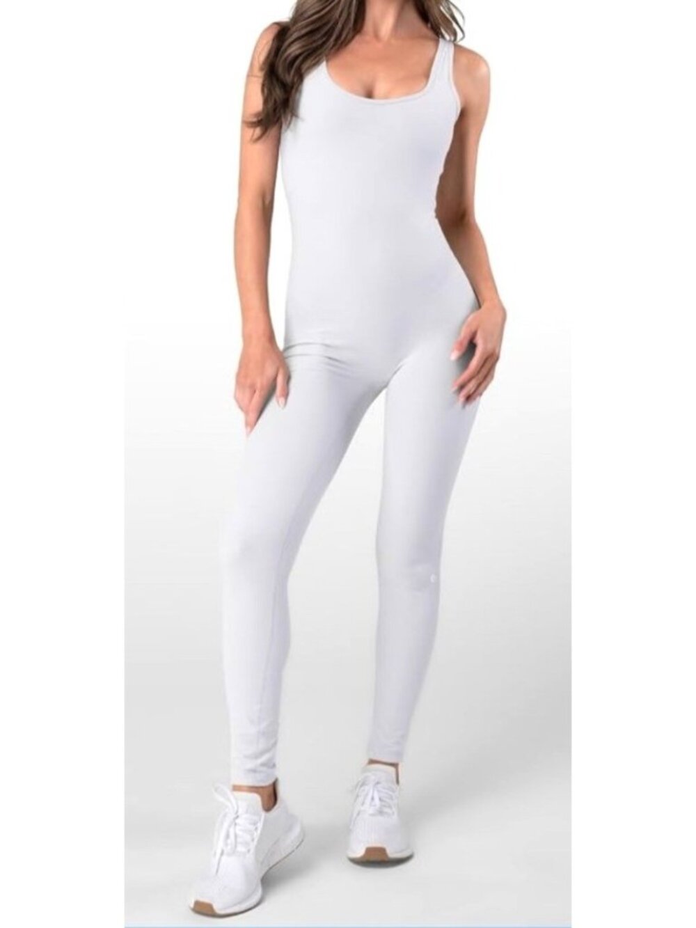 Ethika Women's Sz XL Full Romper White Comfortable Stretch Fabric